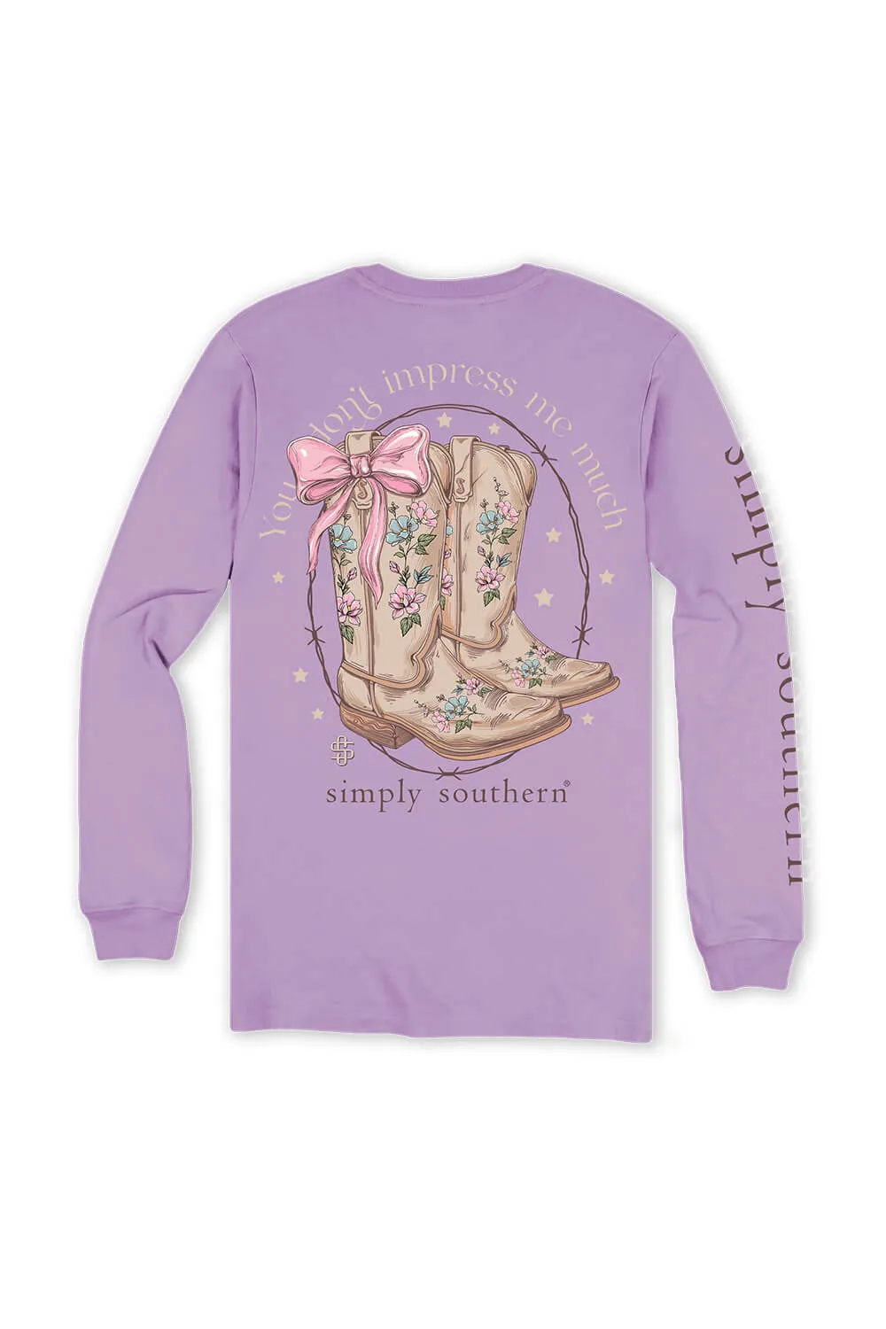 Simply Southern Long Sleeve Impress T-Shirt for Women in Lilac | LS-IMPRESS-LILAC