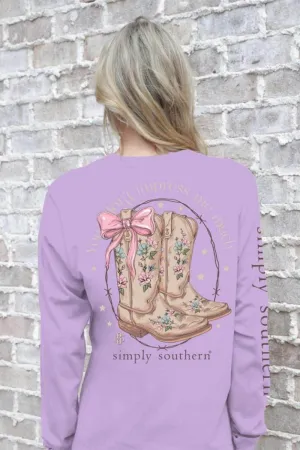 Simply Southern Long Sleeve Impress T-Shirt for Women in Lilac | LS-IMPRESS-LILAC