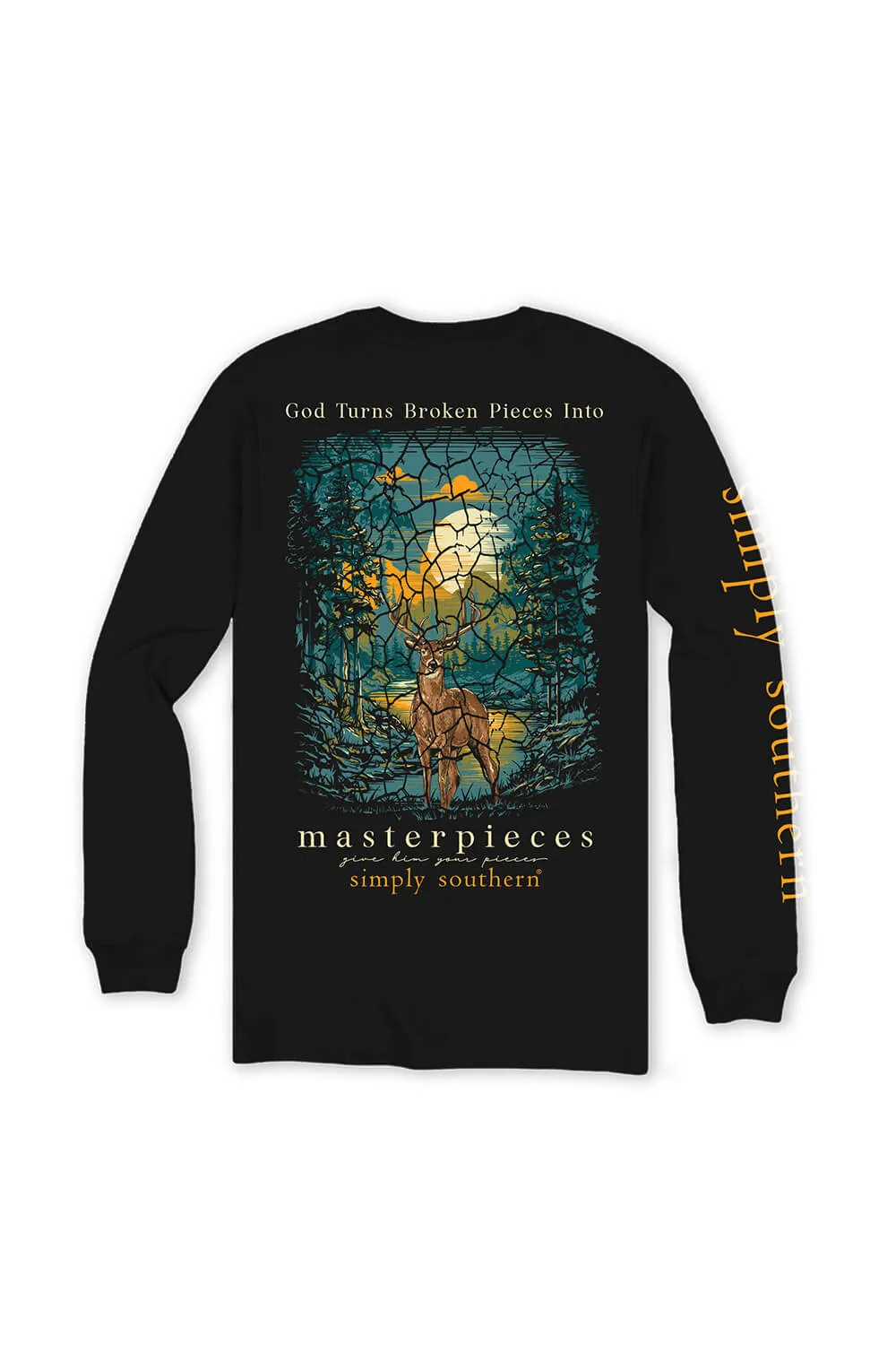 Simply Southern Plus Size Long Sleeve Broken Pieces T-Shirt for Women in Black  | EXT-LS-BROKEN-BLACK