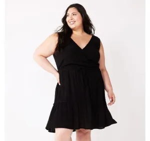 Speechless Juniors' Plus Size Tiered Ruffled A-Line Dress FA11291L45 Black 3XL