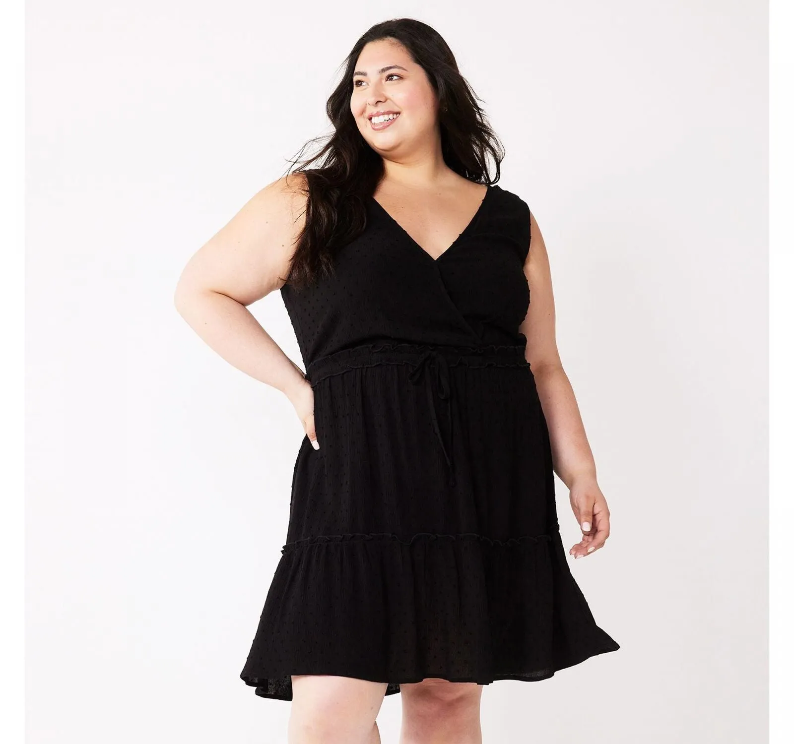 Speechless Juniors' Plus Size Tiered Ruffled A-Line Dress FA11291L45 Black 3XL