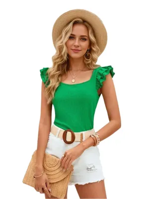 Square Neck Cap Sleeve Top