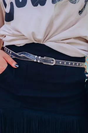 Star Girl Skinny Belt - Black