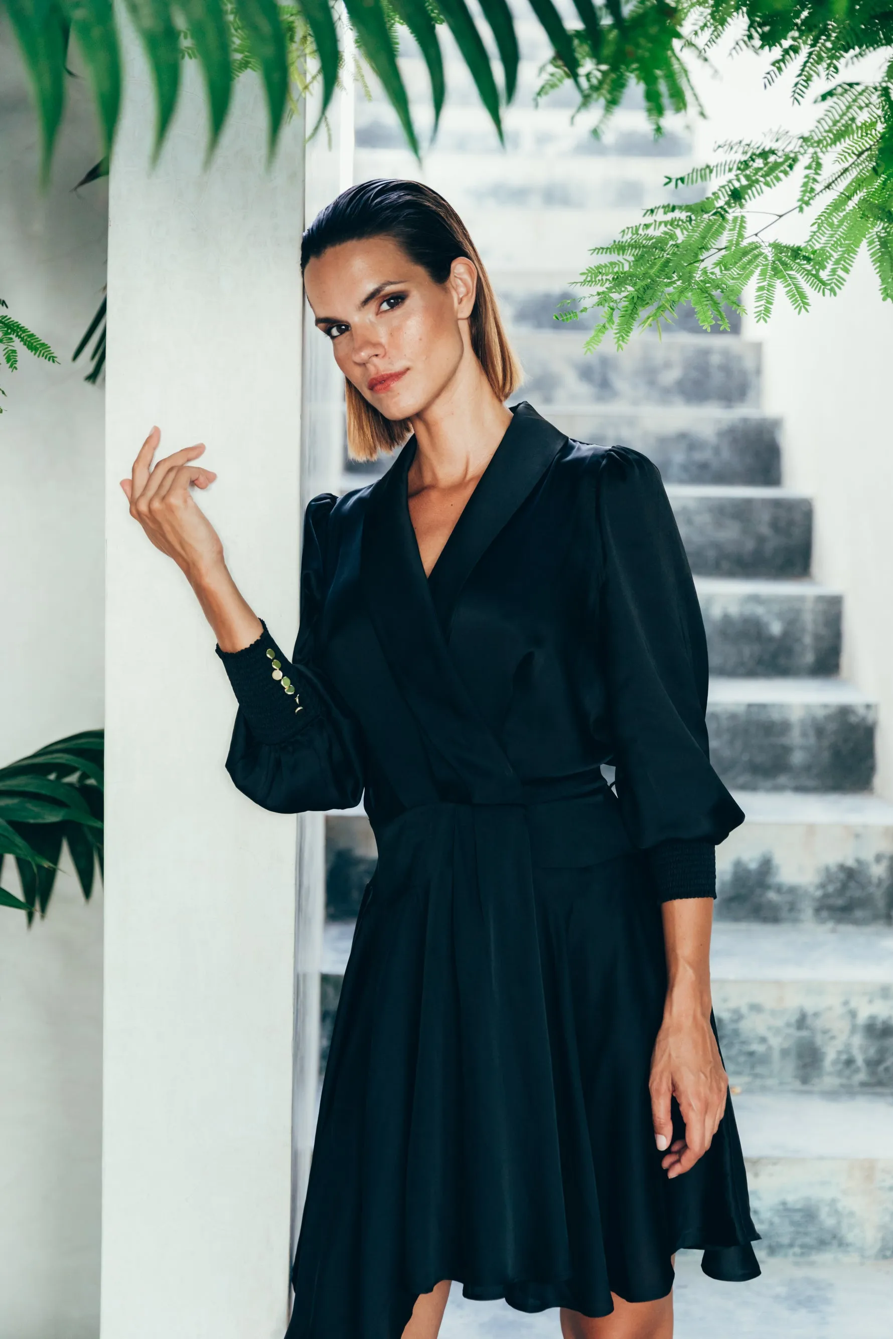 SukiSo Women's Elsa Wrap Dress in Black