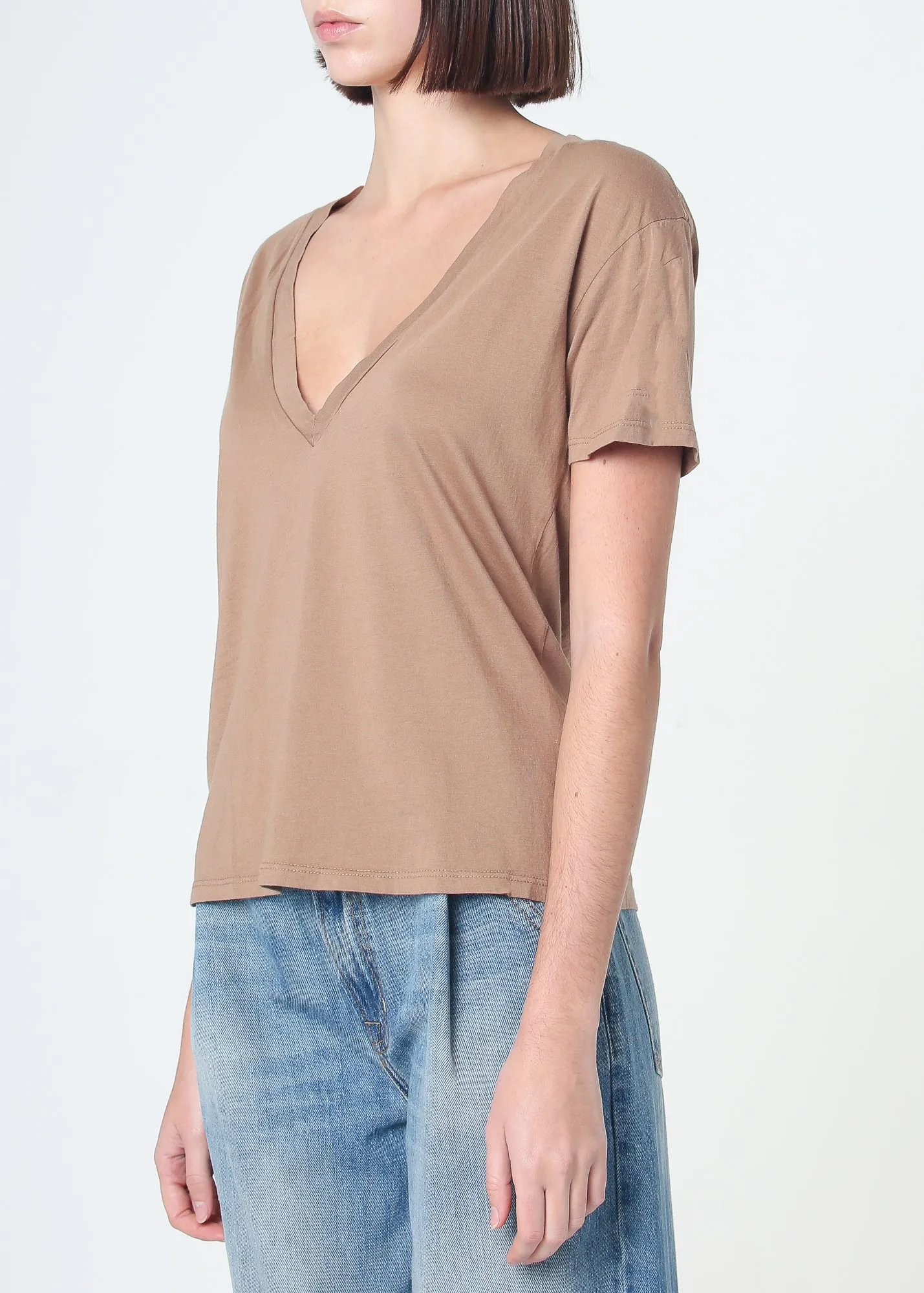 Supima Cotton Deep V Neck Tee