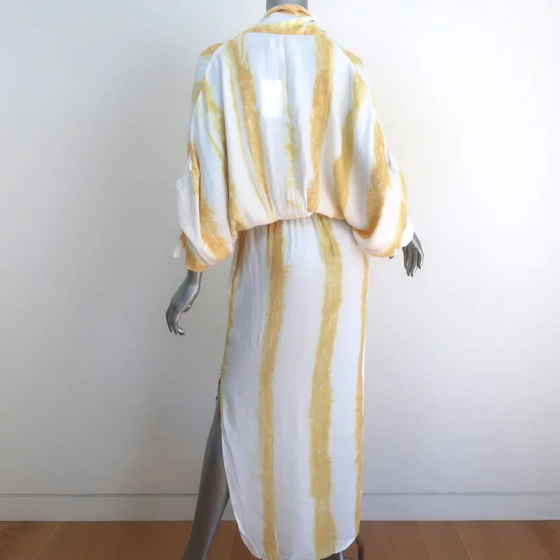 SWF Plunge Maxi Dress Golden Hour Tie Dye Stripe Crepe Size Small NEW