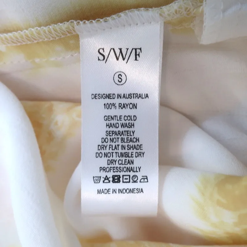 SWF Plunge Maxi Dress Golden Hour Tie Dye Stripe Crepe Size Small NEW
