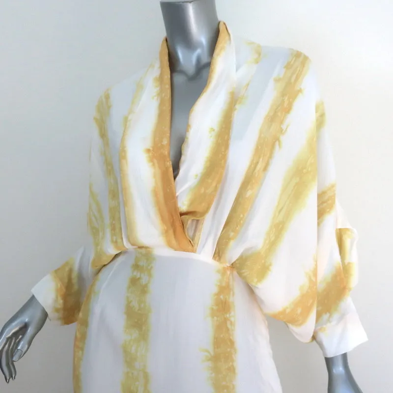 SWF Plunge Maxi Dress Golden Hour Tie Dye Stripe Crepe Size Small NEW