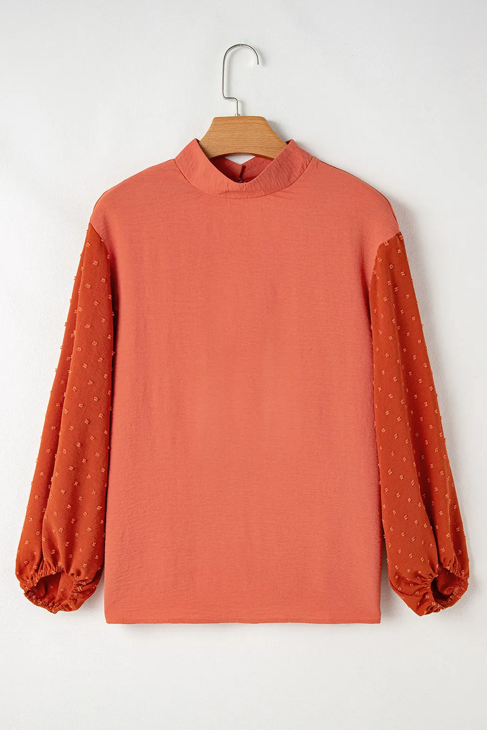 Swiss Dot Balloon Sleeve Loose Blouse