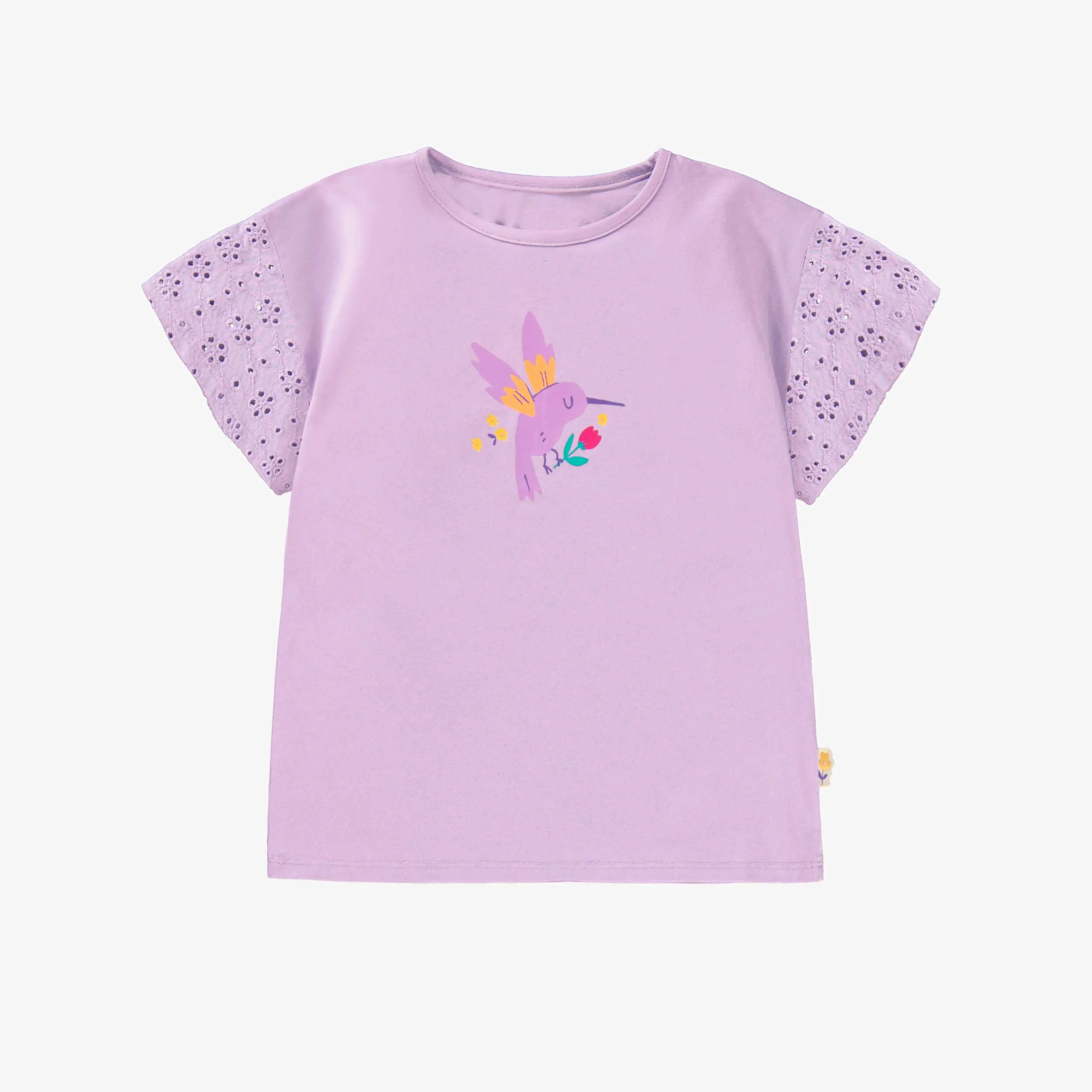 T-shirt mauve avec illustration, enfant||Purple T-shirt with illustration, child