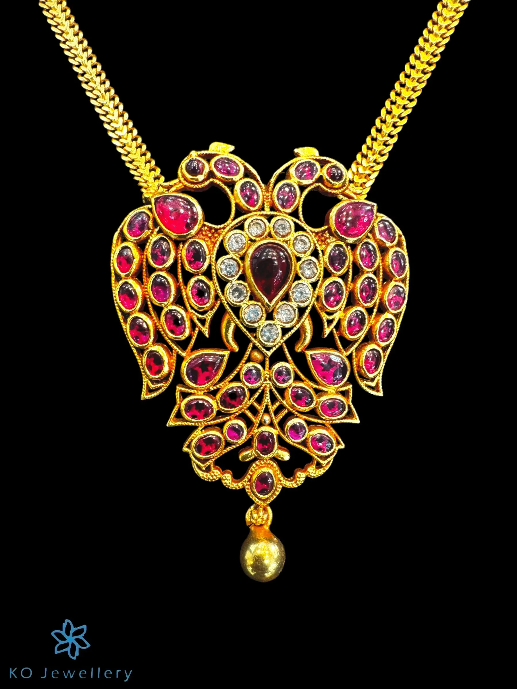 The Ayaana Gandaberunda Silver Necklace (Red)