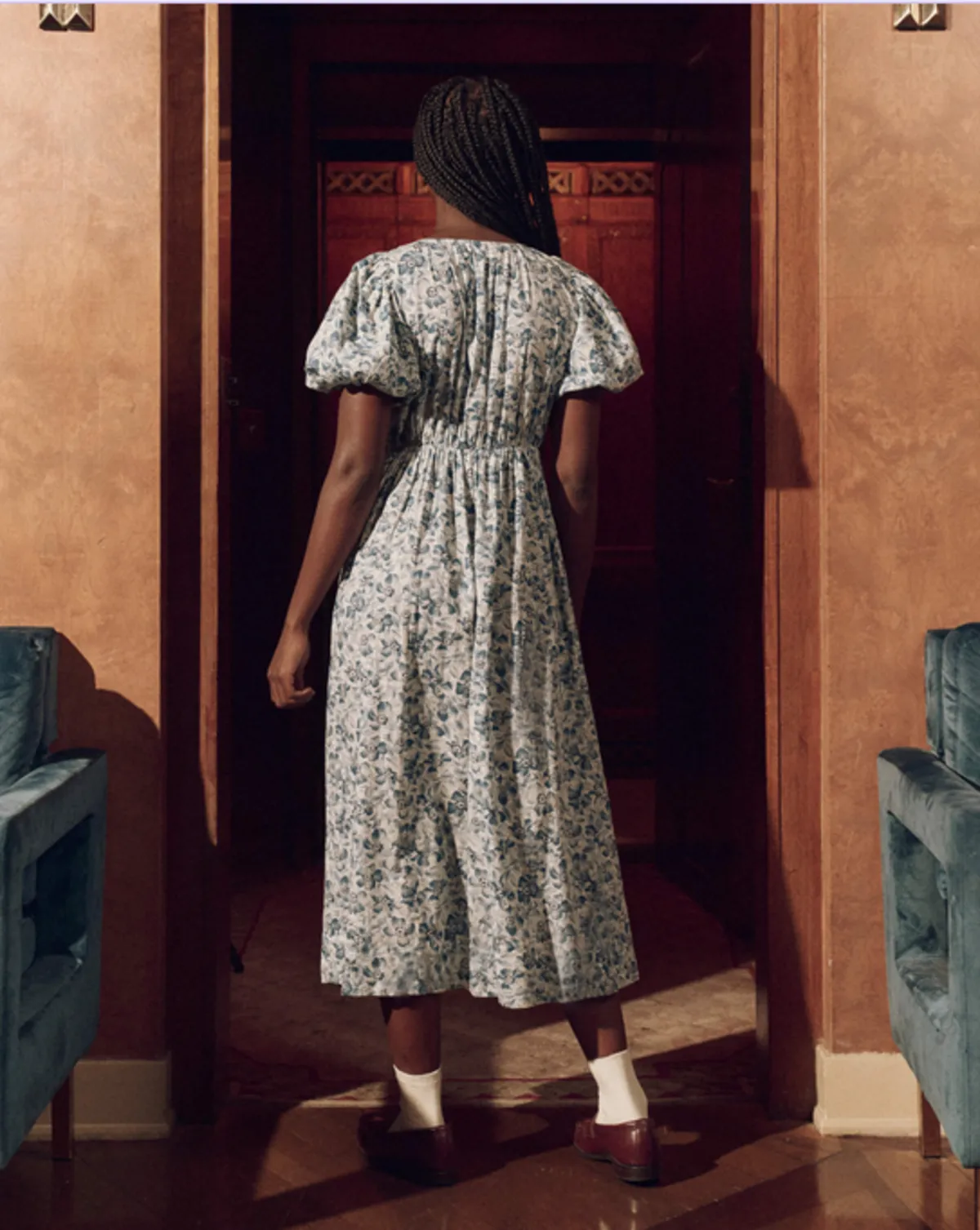 The Gallery Dress - Light Sky Pressed Floral Print