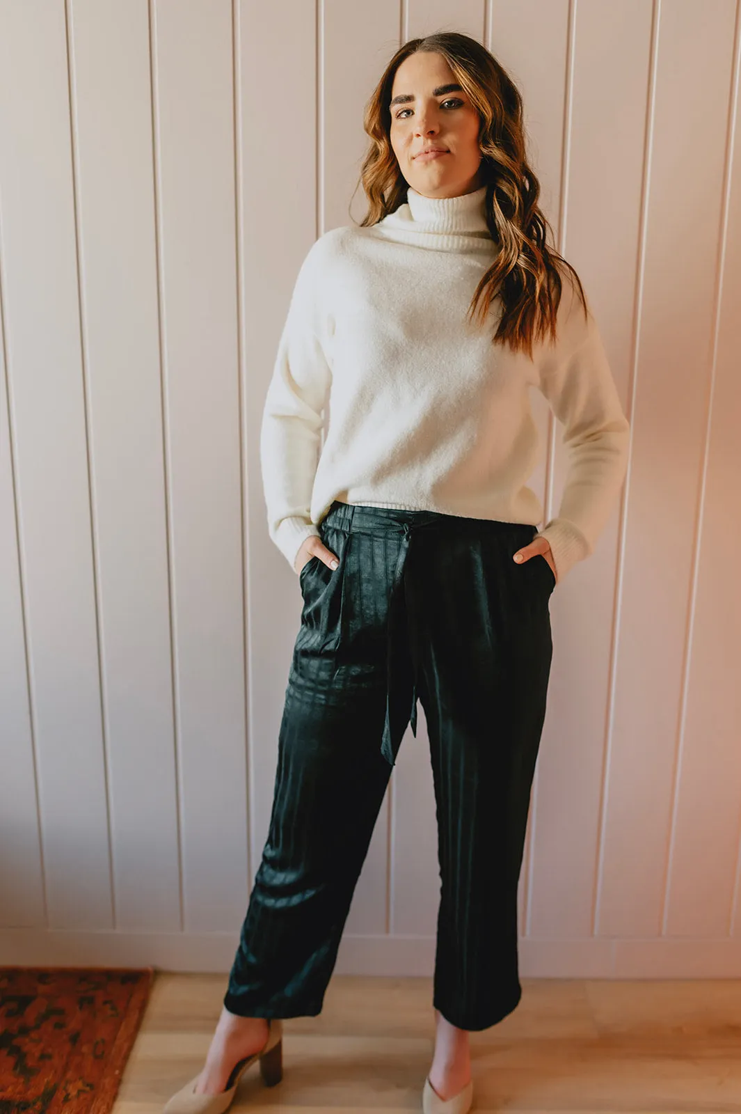 The Holly Satin Pant - Pine