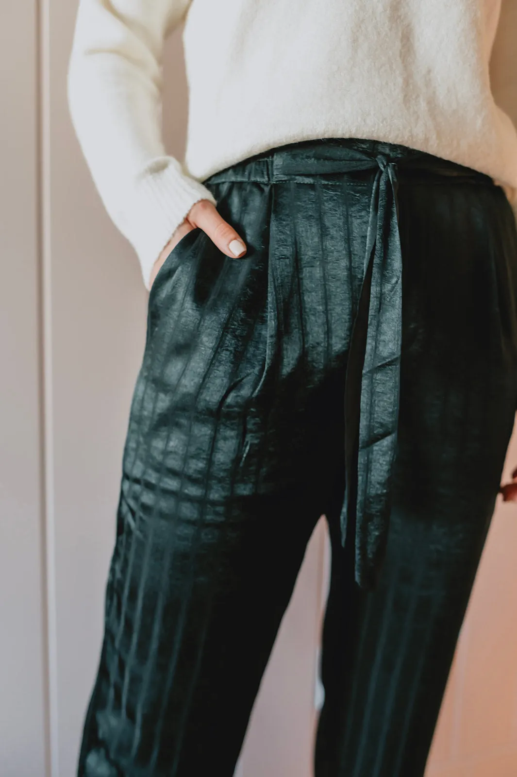 The Holly Satin Pant - Pine