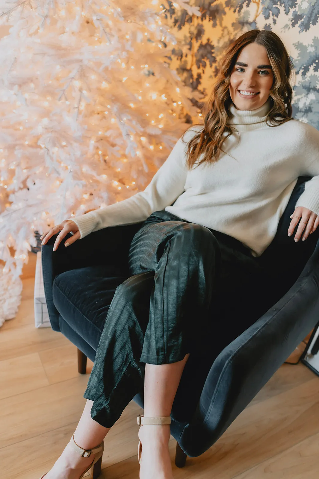 The Holly Satin Pant - Pine