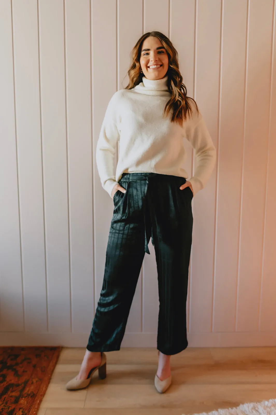 The Holly Satin Pant - Pine