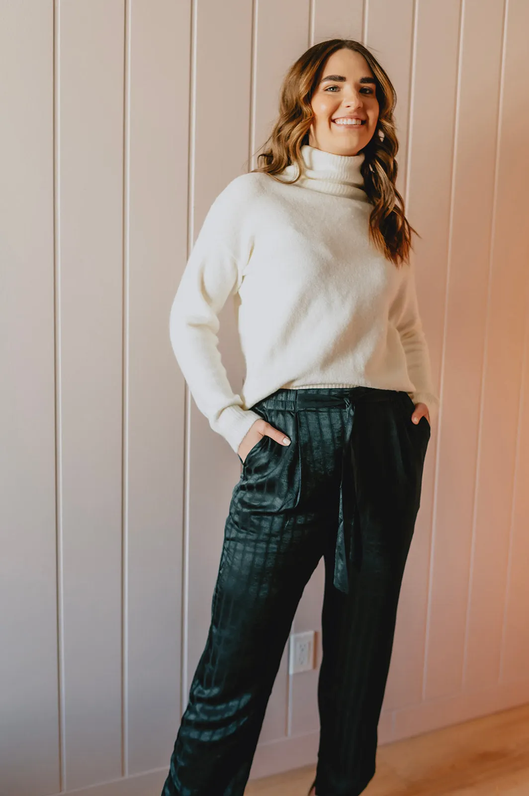 The Holly Satin Pant - Pine