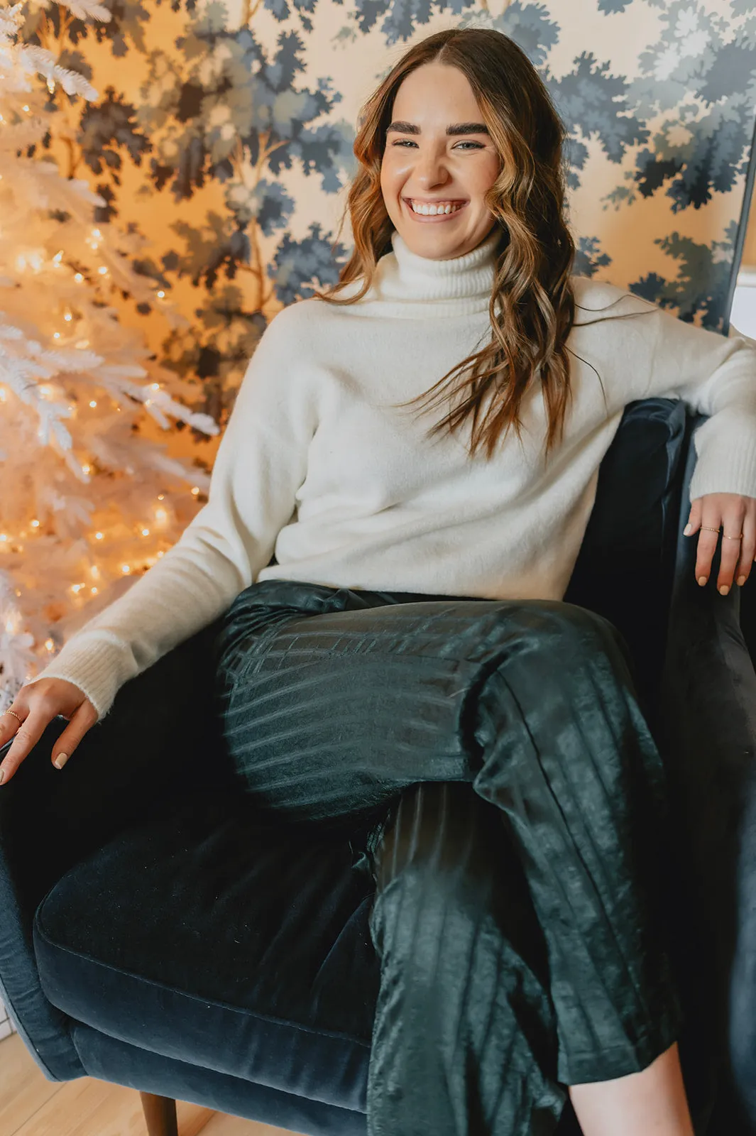 The Holly Satin Pant - Pine
