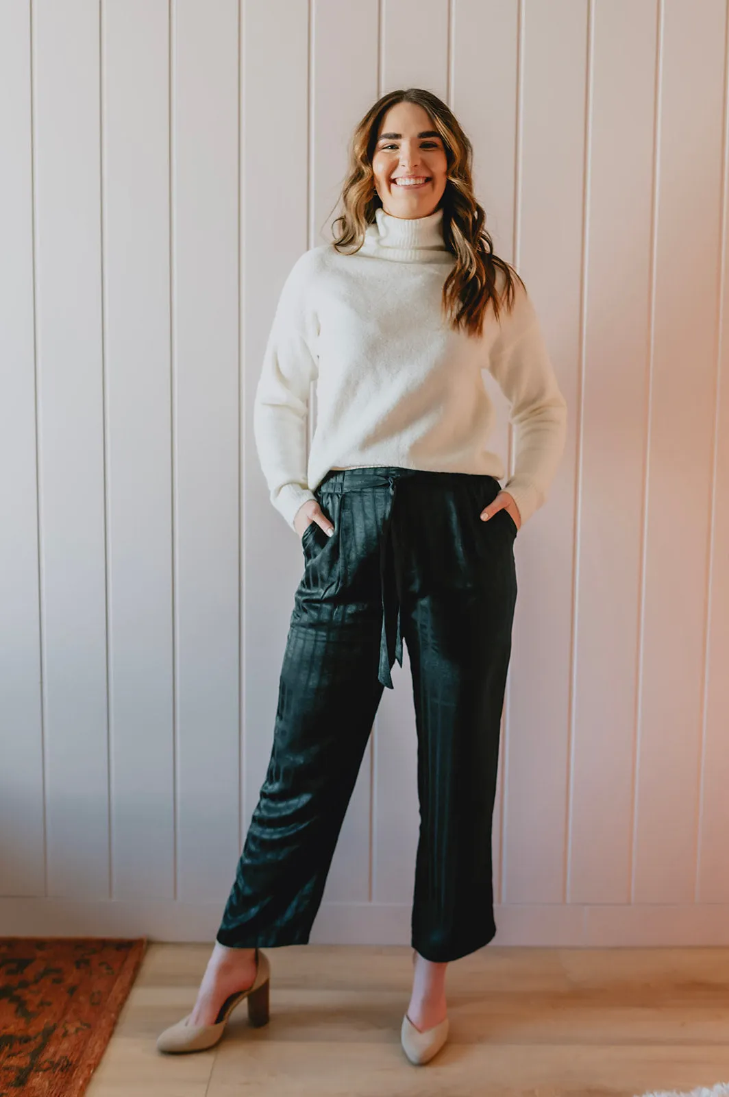 The Holly Satin Pant - Pine