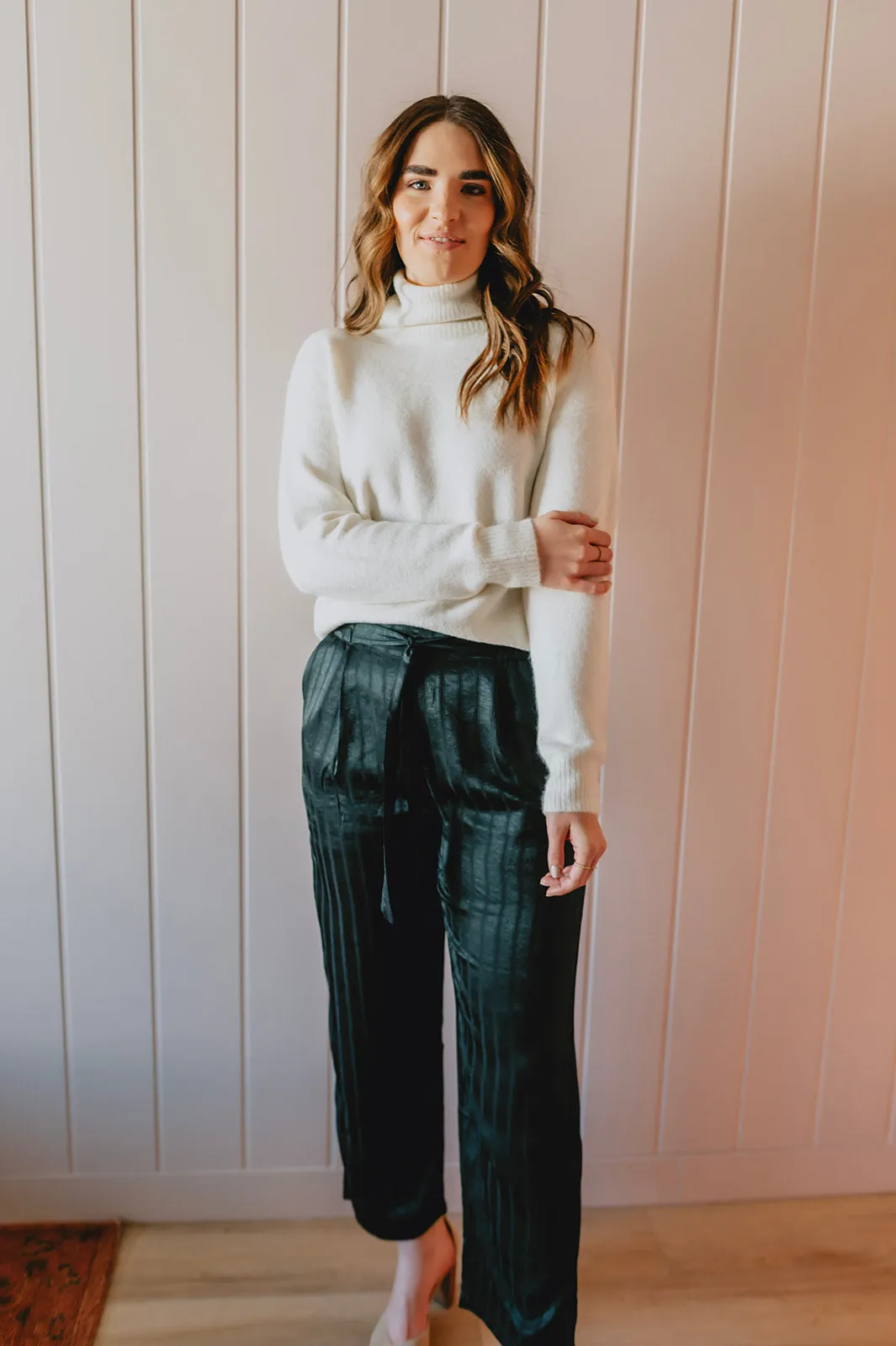 The Holly Satin Pant - Pine