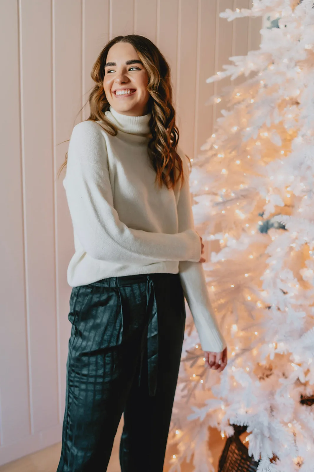 The Holly Satin Pant - Pine