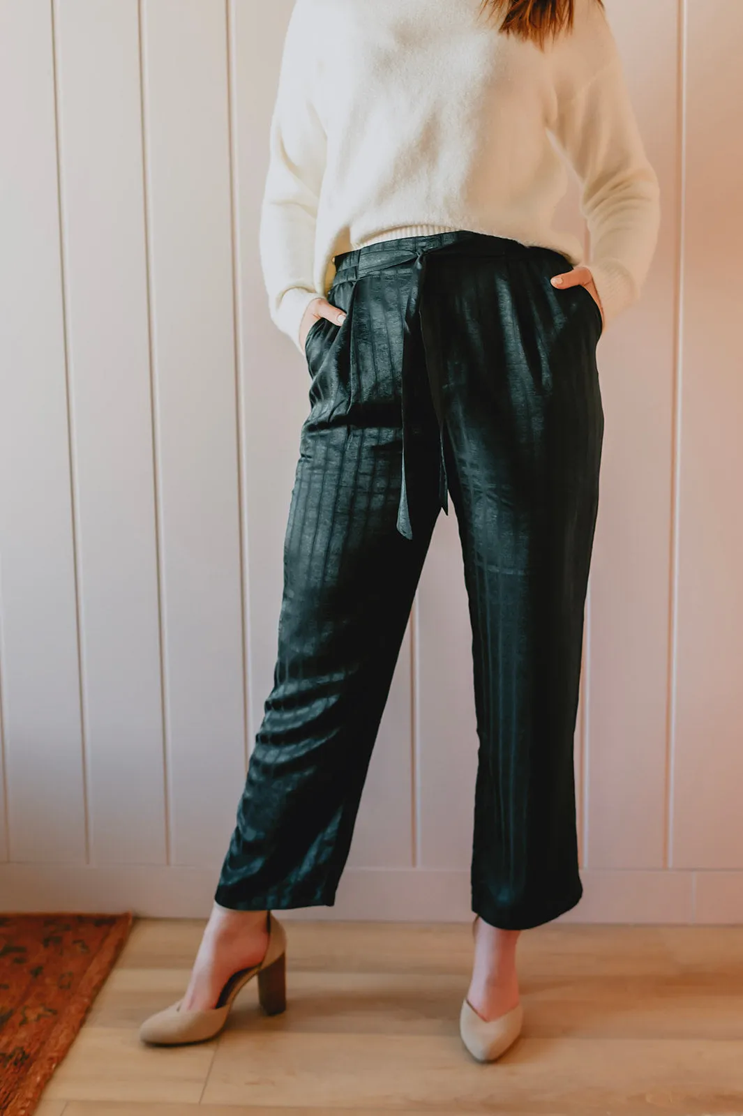 The Holly Satin Pant - Pine