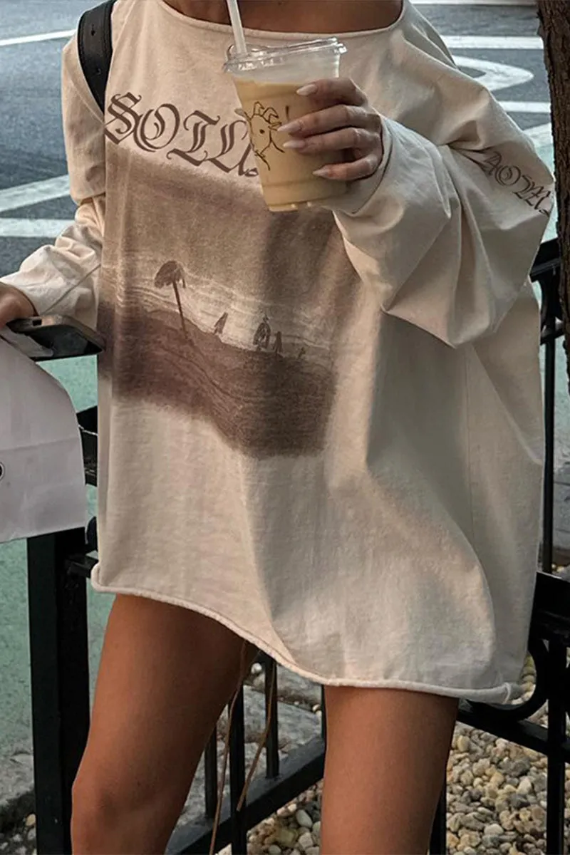 TR3051 Oversized Off Shoulder Shirt Top