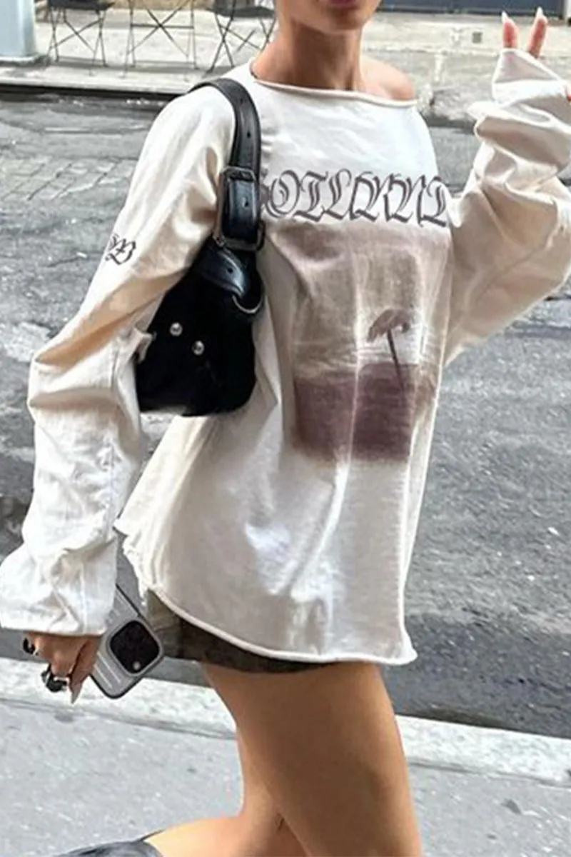 TR3051 Oversized Off Shoulder Shirt Top