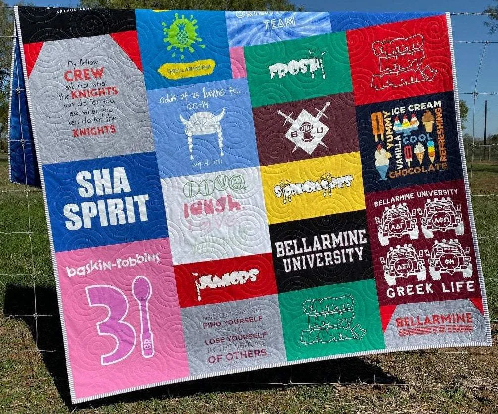 TShirt Blanket Memory Quilt DEPOSIT Graduation Birthday Gift Handmade Keepsake Custom Personalized Mosaic Modern Lap Quilts Family Throw