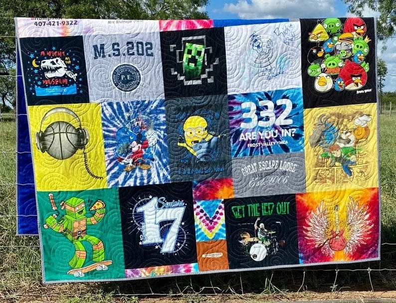 TShirt Blanket Memory Quilt DEPOSIT Graduation Birthday Gift Handmade Keepsake Custom Personalized Mosaic Modern Lap Quilts Family Throw