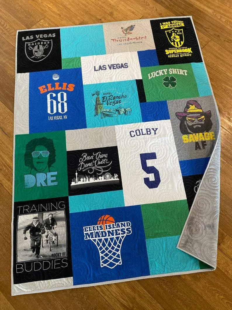 TShirt Blanket Memory Quilt DEPOSIT Graduation Birthday Gift Handmade Keepsake Custom Personalized Mosaic Modern Lap Quilts Family Throw