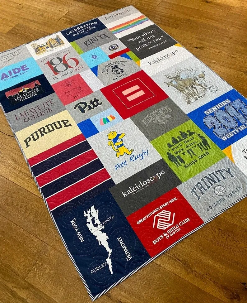 TShirt Blanket Memory Quilt DEPOSIT Graduation Birthday Gift Handmade Keepsake Custom Personalized Mosaic Modern Lap Quilts Family Throw