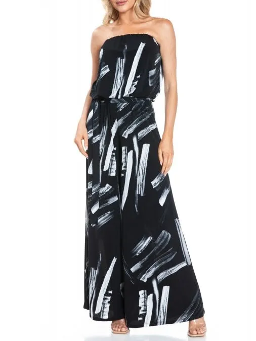 Tube Jumpsuit - Black/White