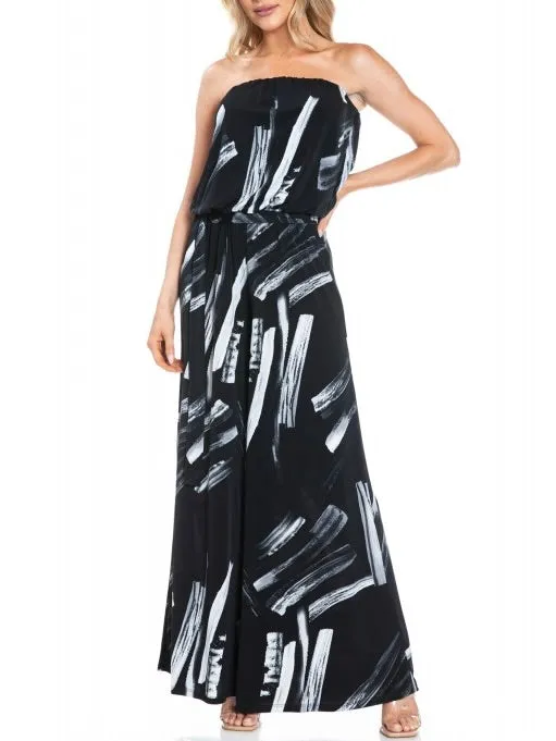 Tube Jumpsuit - Black/White