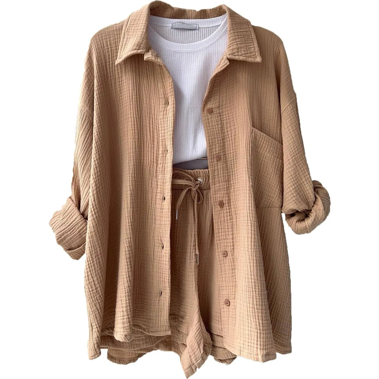 Two-piece long-sleeved shirt women's casual suit