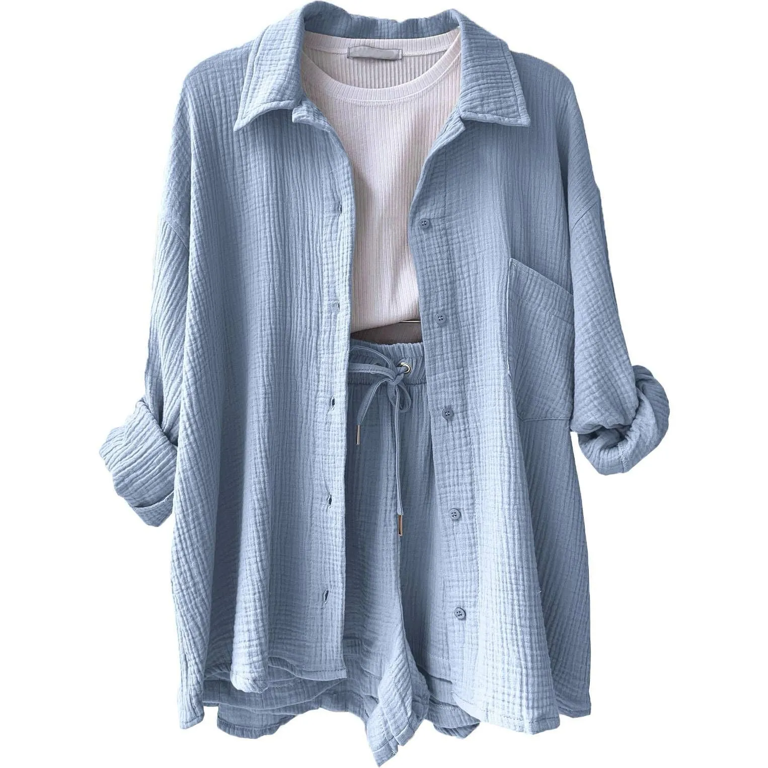 Two-piece long-sleeved shirt women's casual suit