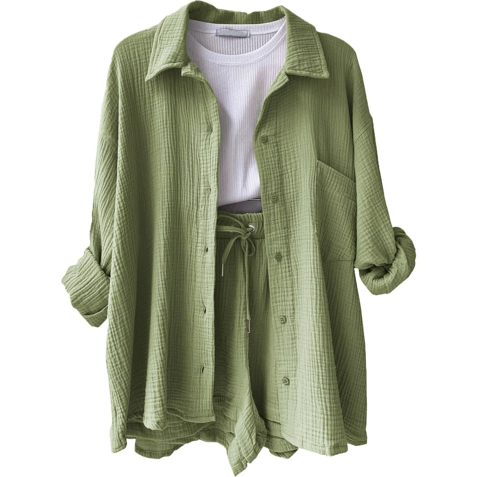 Two-piece long-sleeved shirt women's casual suit