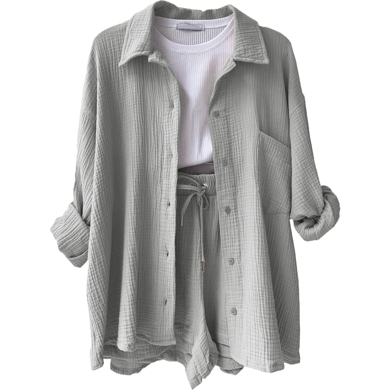 Two-piece long-sleeved shirt women's casual suit