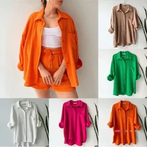 Two-piece long-sleeved shirt women's casual suit