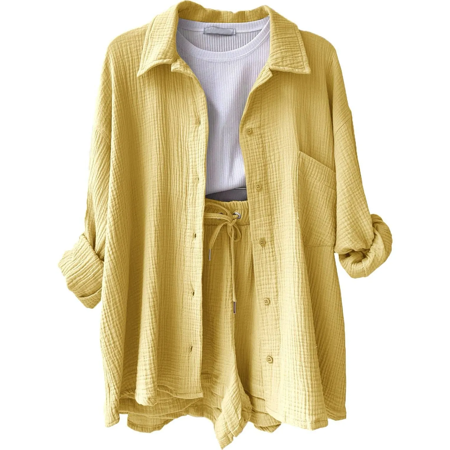 Two-piece long-sleeved shirt women's casual suit