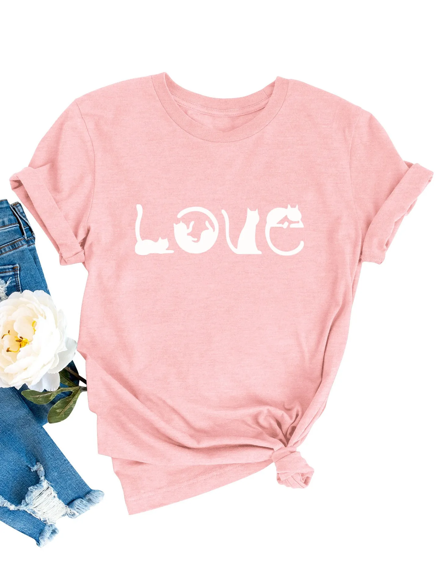 Valentine's Day LOVE Printed Women's Pullover T-shirt