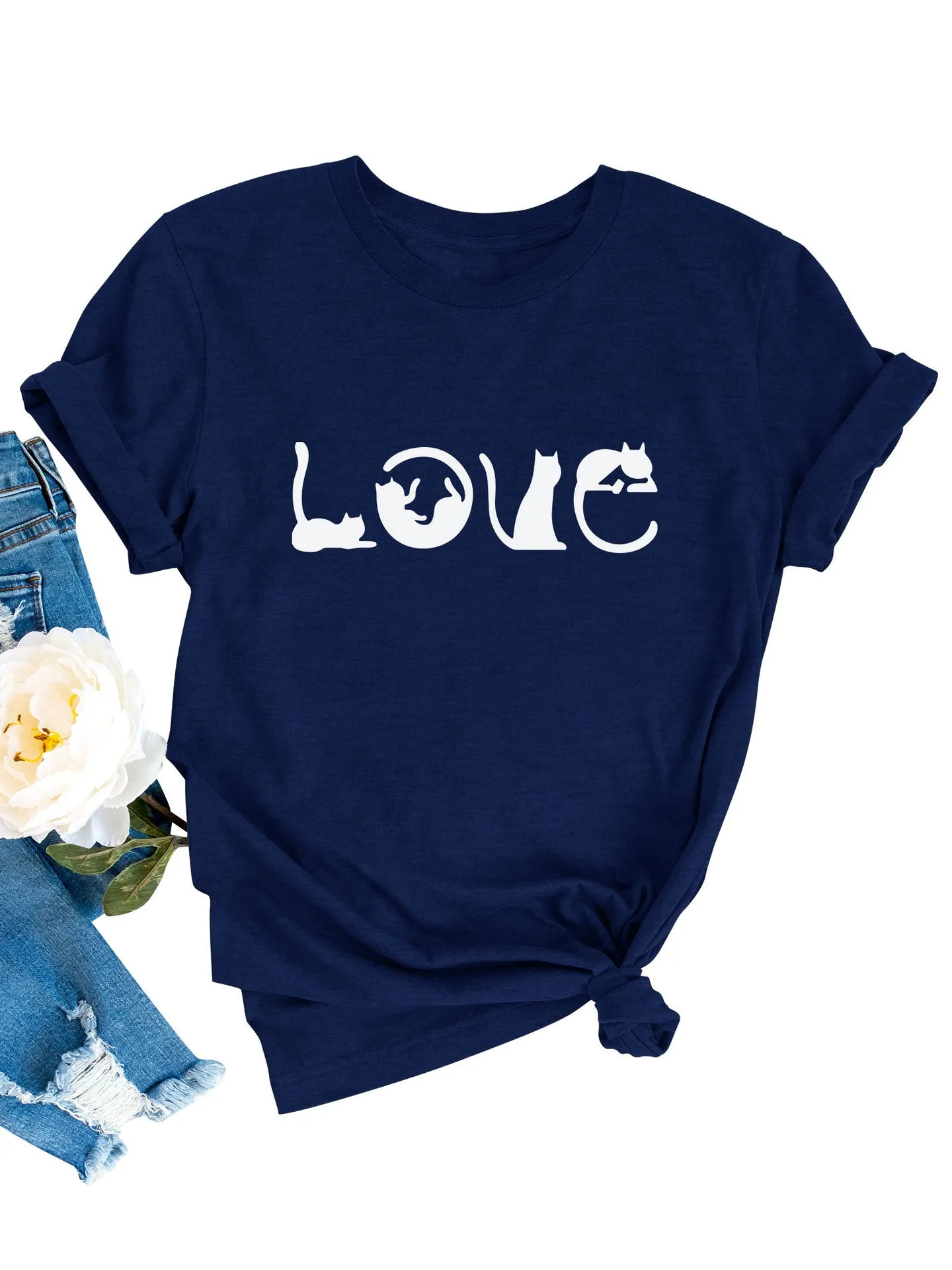 Valentine's Day LOVE Printed Women's Pullover T-shirt