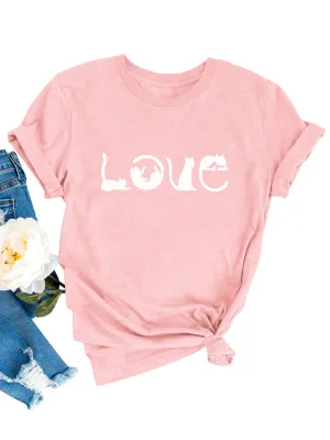 Valentine's Day LOVE Printed Women's Pullover T-shirt