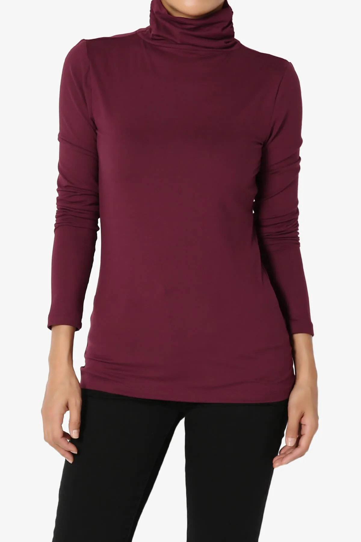 Viable Ruched Turtle Neck Long Sleeve Top PLUS