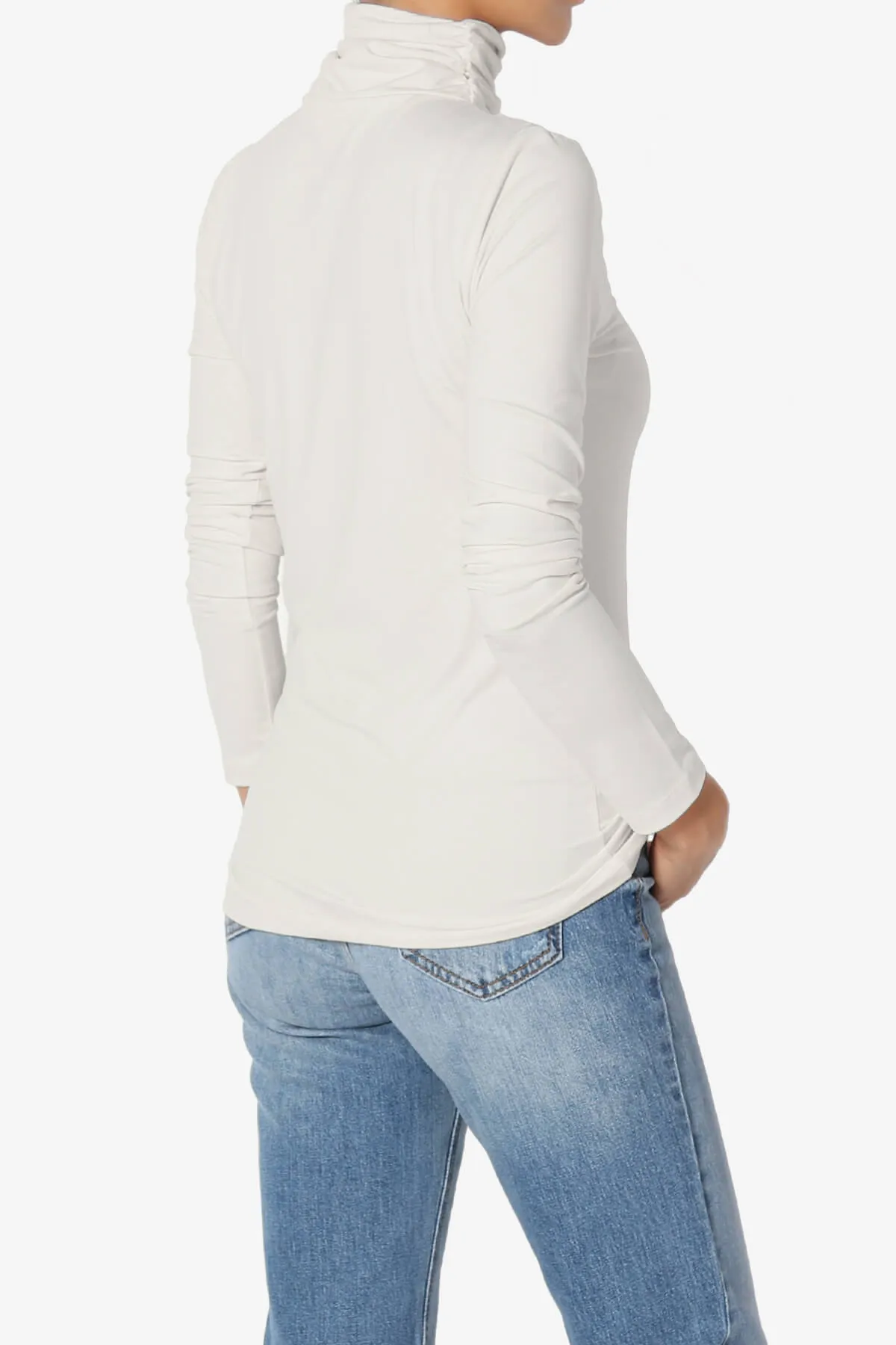 Viable Ruched Turtle Neck Long Sleeve Top PLUS