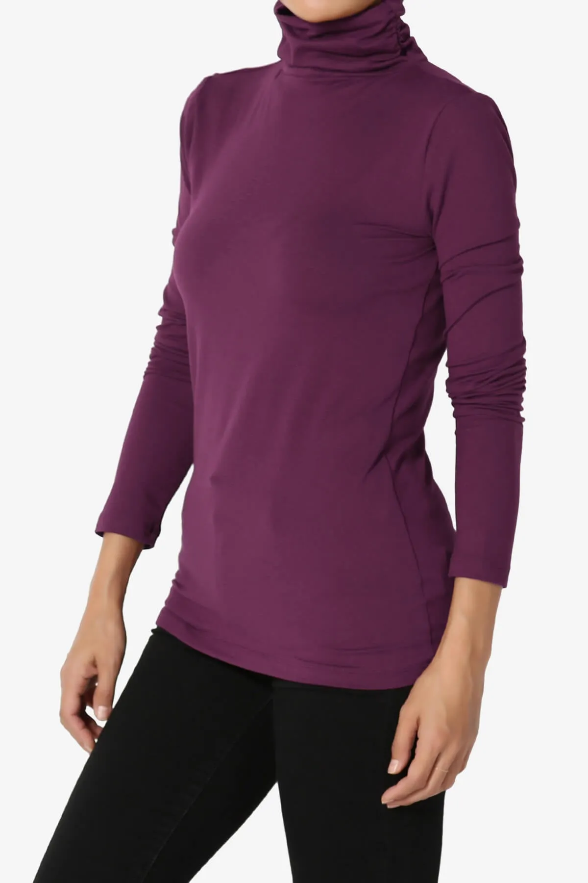 Viable Ruched Turtle Neck Long Sleeve Top PLUS