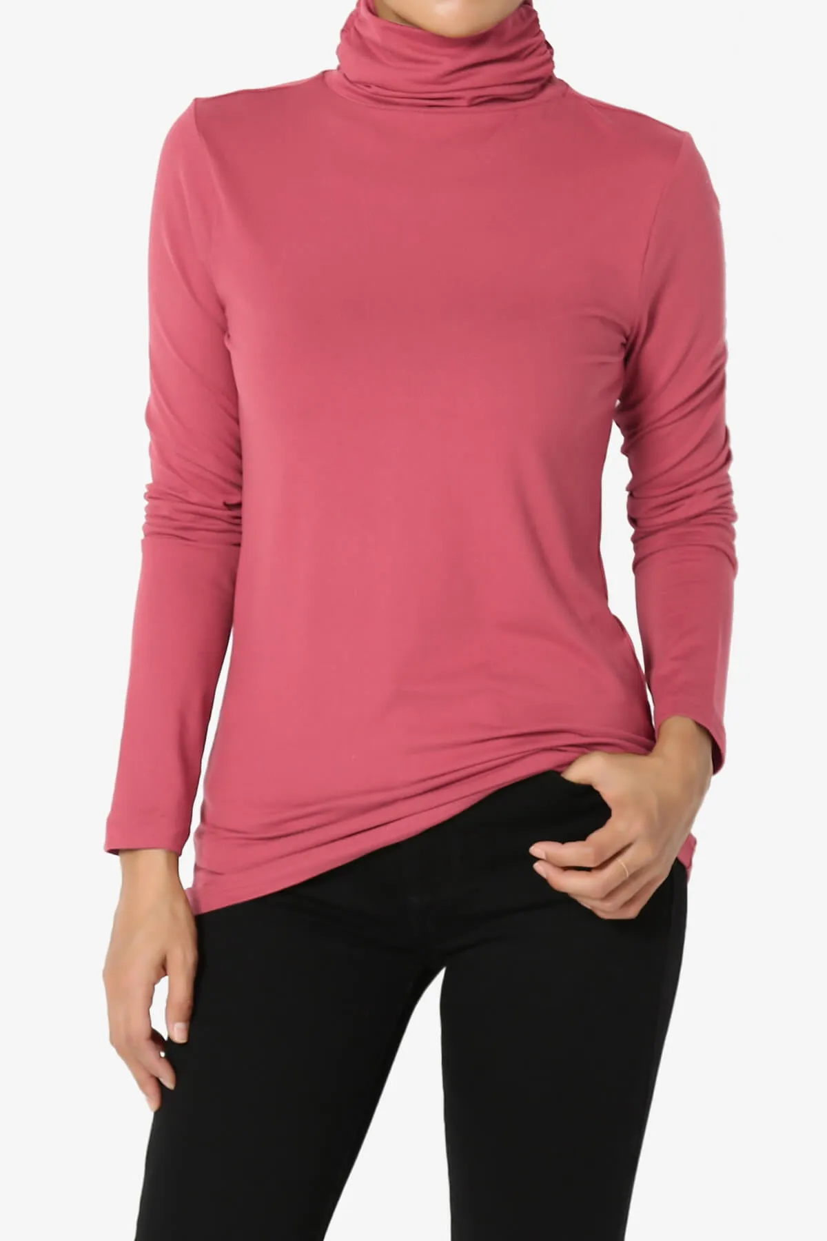 Viable Ruched Turtle Neck Long Sleeve Top PLUS