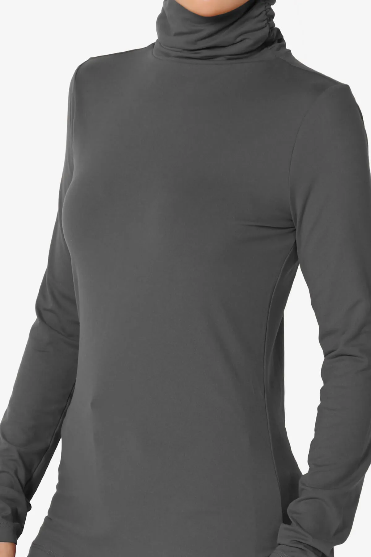 Viable Ruched Turtle Neck Long Sleeve Top PLUS