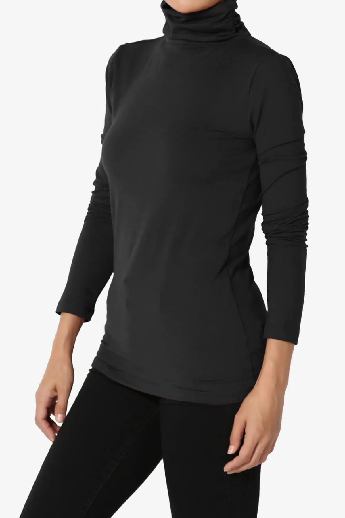 Viable Ruched Turtle Neck Long Sleeve Top PLUS