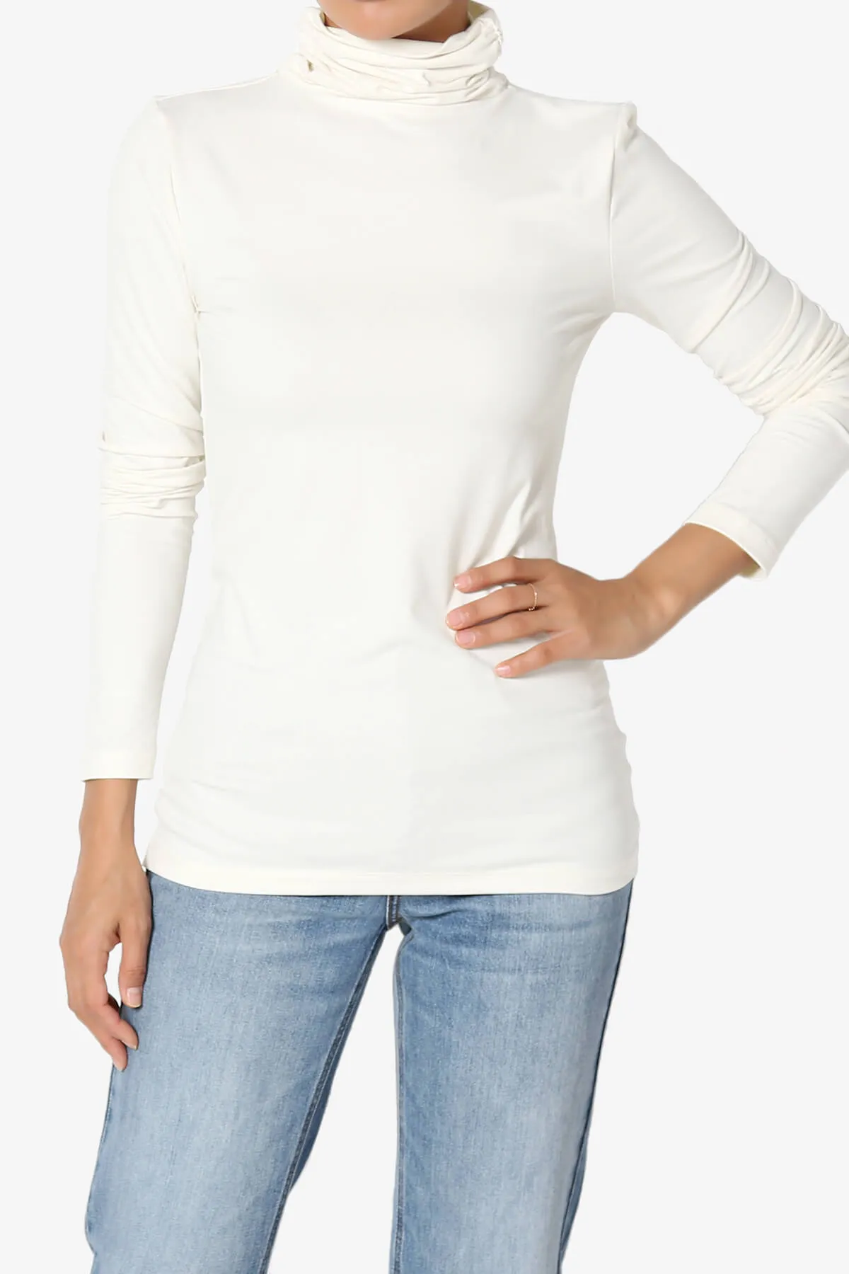 Viable Ruched Turtle Neck Long Sleeve Top PLUS